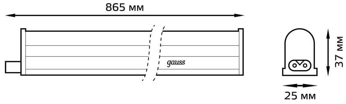 Светильник Gauss Fito для растений 12W 350lm 175-265V IP20 865*25*37мм, фиолет спектр LED 1/25 - фотография № 4