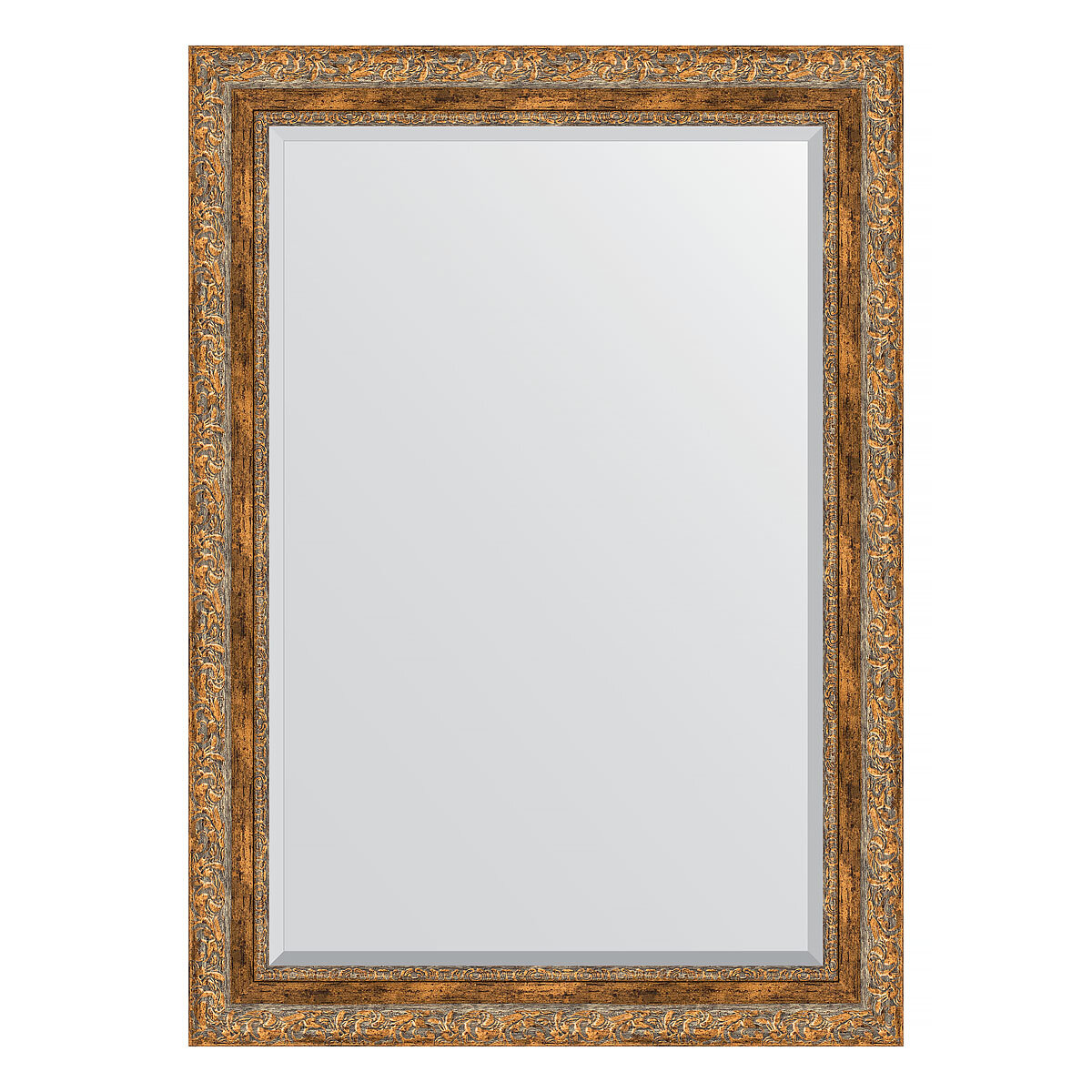 Зеркало настенное с фацетом EVOFORM в багетной раме виньетка античная бронза, 75х105 см, для гостиной, прихожей, спальни и ванной комнаты, BY 3462