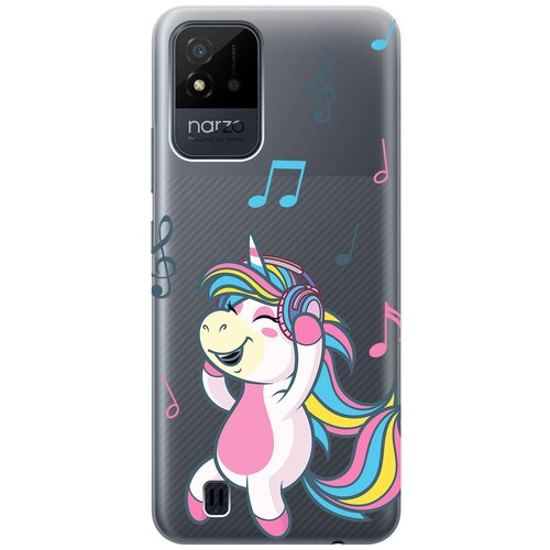 Силиконовый чехол с принтом Musical Unicorn для Realme narzo 50i / Рилми Нарзо 50и силиконовый чехол на realme narzo 50i рилми нарзо 50и silky touch premium с принтом floral unicorn светло розовый