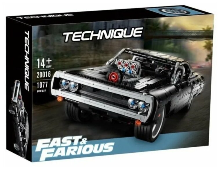Конструктор Technique "Dodge Charger Доминика Торетто", 1077 деталей / для мальчиков/ для взрослых/ подарок