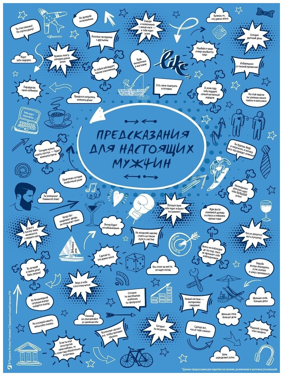 Плакат постер с предсказаниями "Для настоящих мужчин" (30х42 см) со скретч слоем в тубусе