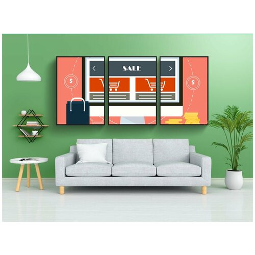 фото Набор модулных постеров для интерьера "электронная торговля, интернет-продажи, продажи" 60x90 см. в тубусе, без рамки lotsprints