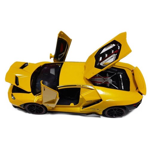Машинка металлическая инерционная Ламборджини Lamborghini Aventador 20 см (1:24) желтая