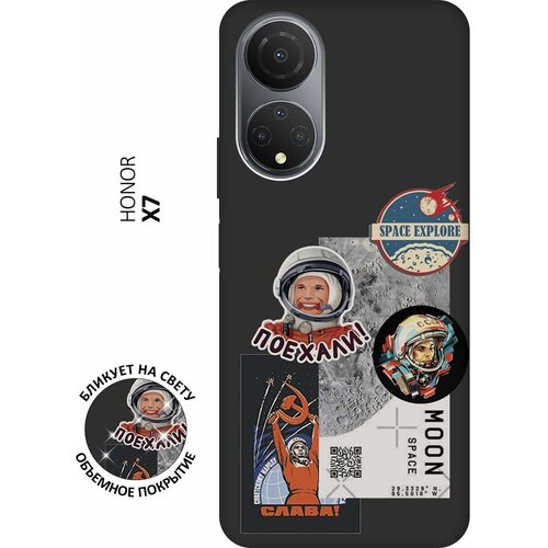 Матовый чехол Gagarin Stickers для Honor X7 / Хонор Х7 с 3D эффектом черный матовый чехол true queen для honor x7 хонор х7 с 3d эффектом черный