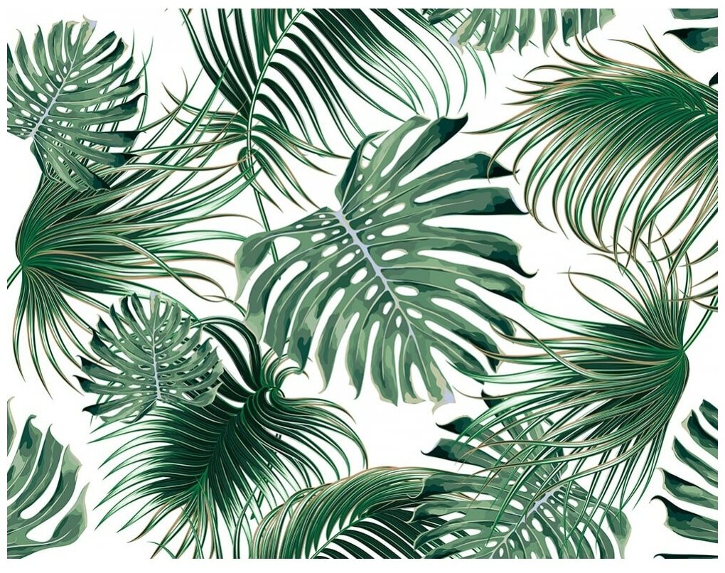 Фотообои бумажные на стену обои бесшовные VEROL "Тропические листья" 200х155 см, декор для дома - фотография № 1