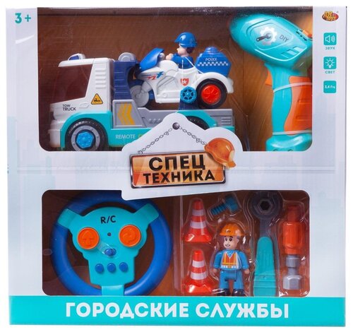 Конструктор ABtoys C-00442 Городские службы. Автовоз и полицейский мотоцикл