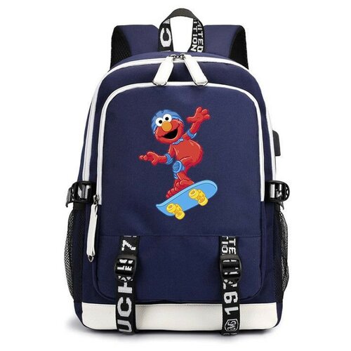 Рюкзак Элмо на скейте (Sesame Street) синий с USB-портом №1