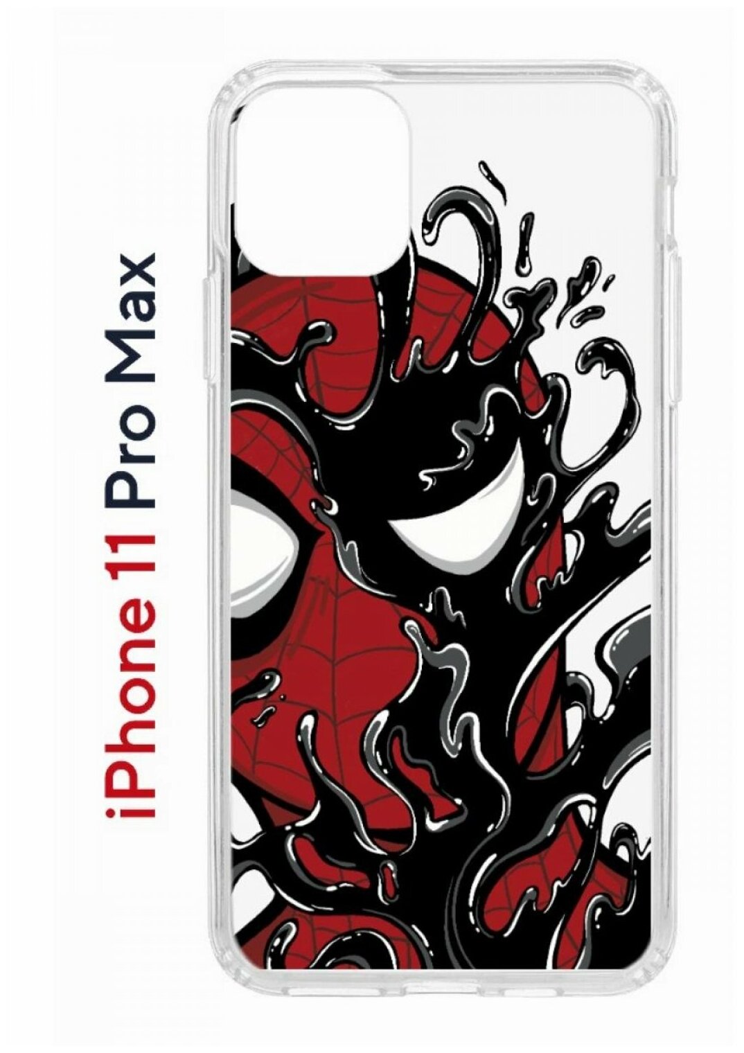 Чехол для iPhone 11 Pro Max Kruche Print Spider-Man Venom,противоударный силиконовый бампер с рисунком,пластиковая накладка с защитой камеры