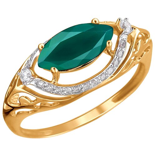 фото Эстет золотое кольцо с агатом, фианитами 01к4112173р-8, размер 17