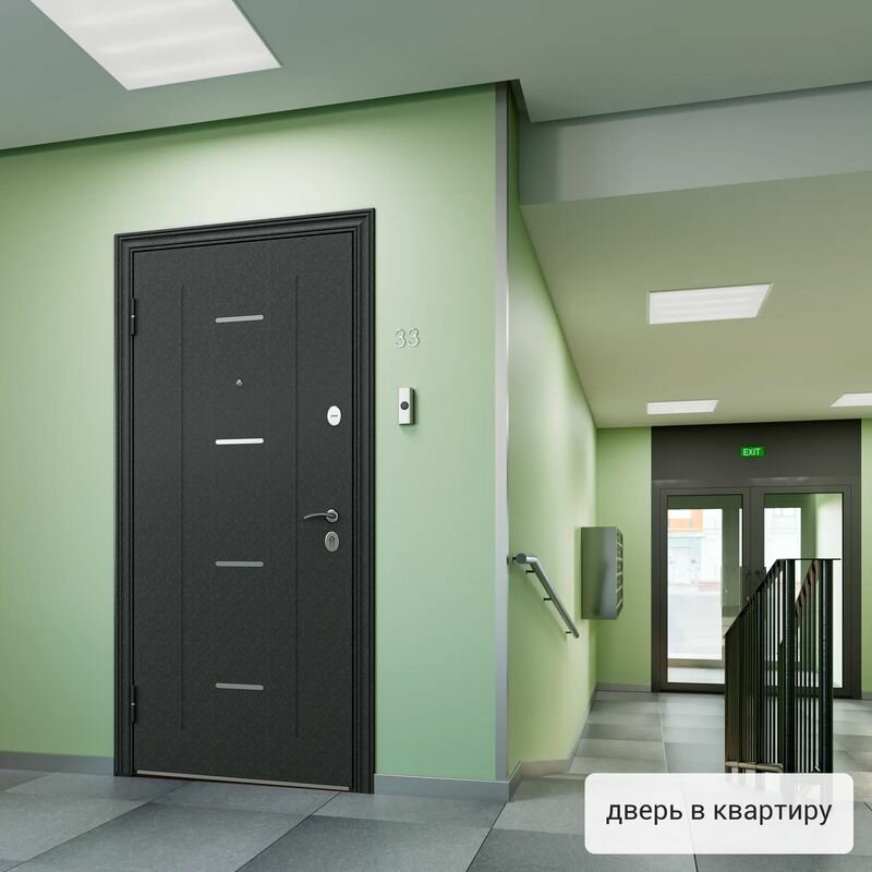 Дверь входная Torex для квартиры металлическая Flat-S 950х2050 левый, тепло-шумоизоляция антикоррозийная защита замки 4-го и 2-го класса, черный/белый - фотография № 3