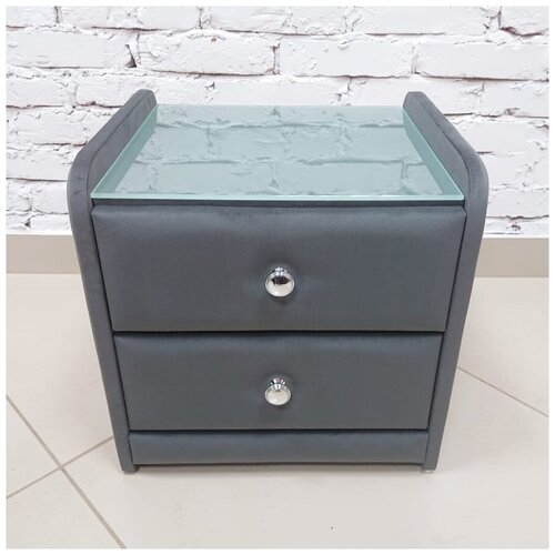 Тумба прикроватная мягкая trinitimebel Тринити-2, 2 ящ 46х43х45 см, графит