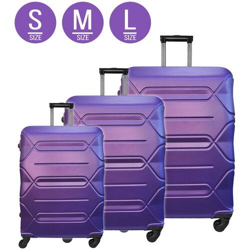 фото Чемоданы комплект из 3 шт. - (s,м,l), кодовый замок. цвет - фиолетовый твой чемодан