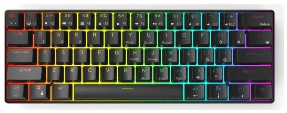 Игровая клавиатура беспроводная Royal Kludge RK61 RGB (Русская гравировка) черный