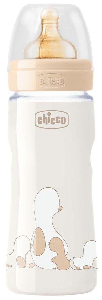 Chicco Бутылочка Original Touch с латексной соской, 330 мл, с 4 месяцев, бежевый