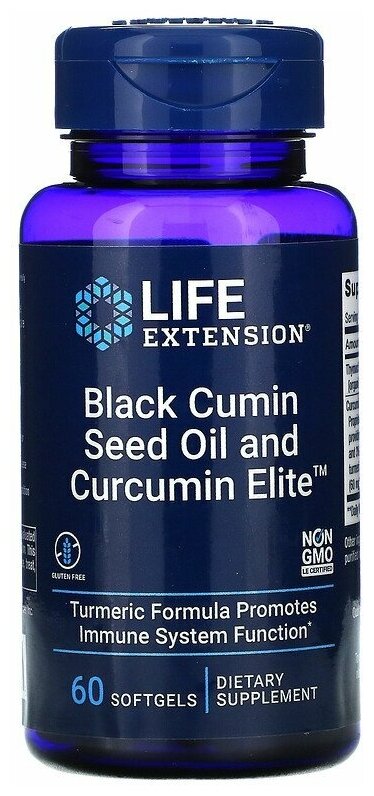 Life Extension Black Cumin Seed Oil and Curcumin Elite 60 мягких капсул (Life Extension)