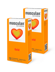 Презервативы Masculan Gold №10, 2 упаковки (20 презервативов, золотого цвета с ароматом ванили)