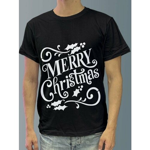 фото Футболка мужская черная из хлопка с dtf рисунком новый год - 2017 будь на стиле