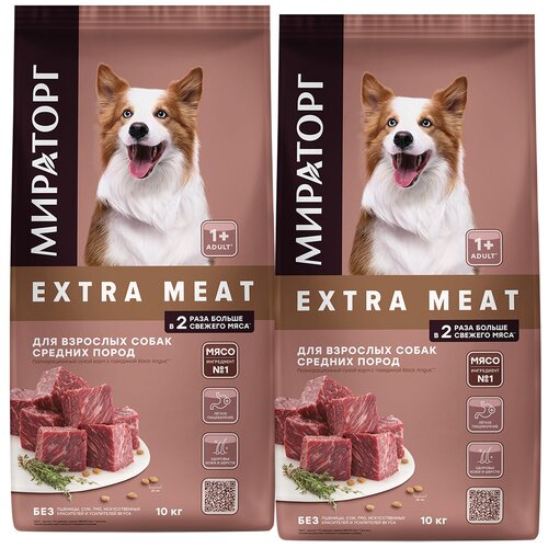 WINNER мираторг EXTRA MEAT для взрослых собак средних пород с говядиной Black Angus (10 + 10 кг)