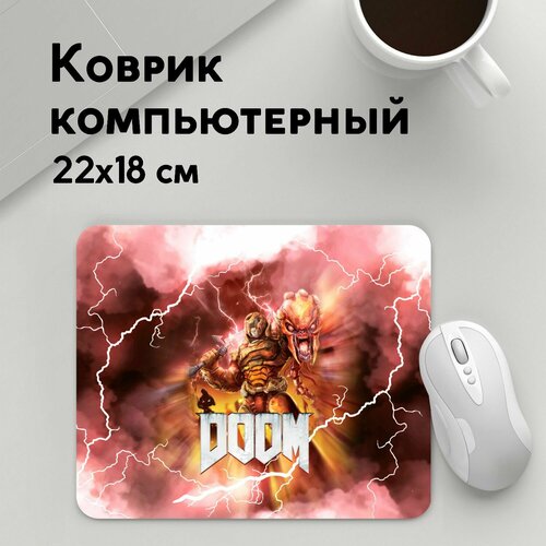 Коврик для мышки прямоугольный 220x180x3мм / Doom / Геймерам / Брутальный DoomGay Hell rock