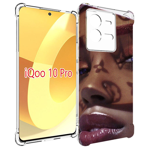 Чехол MyPads лицо девушки тень женский для Vivo iQOO 10 Pro задняя-панель-накладка-бампер