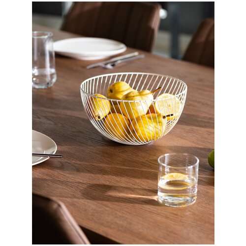 Shiny Kitchen, Фруктовница, Корзина для фруктов и сухофруктов металлическая, Ваза для сладостей, Конфетница, белая