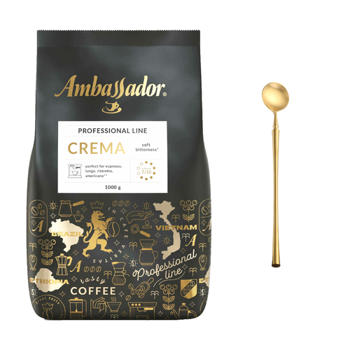 Кофе в зернах Ambassador Crema 1 кг + ложка