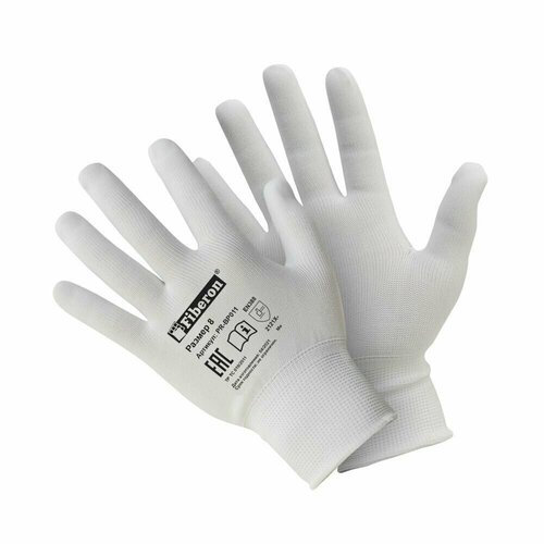 Перчатки Для сборочных работ, полиэстер, без и/у, 8(M), белые, Fiberon (10пар)