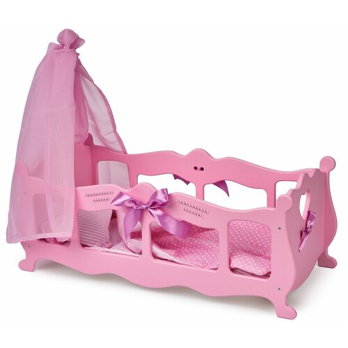 фото Кроватка для кукол с постельным бельем и балдахином, коллекция "diamond princess" розовый манюня