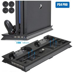 Стенд (подставка) для PS4 Pro с функцией охлаждения и док-станцией для 2-х геймпадов PS 4 + 3 USB порта