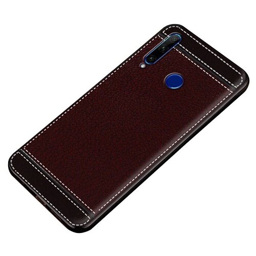 фото Чехол mypads для honor 20s ( китайская версия) / honor 20 из качественного износостойкого силикона с декоративным дизайном под кожу с тиснением коричневый