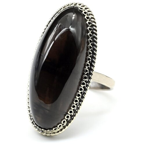 Кольцо Радуга Камня, обсидиан, размер 18, черный, коричневый кольцо радуга камня обсидиан размер 18 черный коричневый