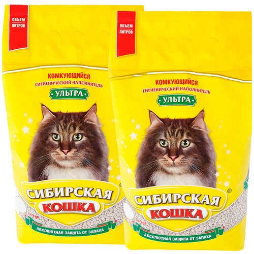 Сибирская кошка ультра наполнитель комкующийся для туалета кошек (7 + 7 л)