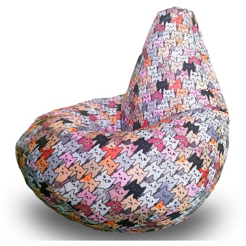 MyPuff кресло-мешок Груша, размер XXL-Миди, оксфорд, Коты серые