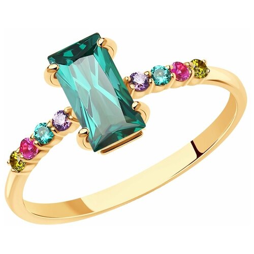 фото Sokolov кольцо из золота с корундами, синтетическим ситалом и фианитами 716082, размер 18