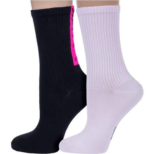 фото Носки conte, 2 пары, размер 25, розовый, черный
