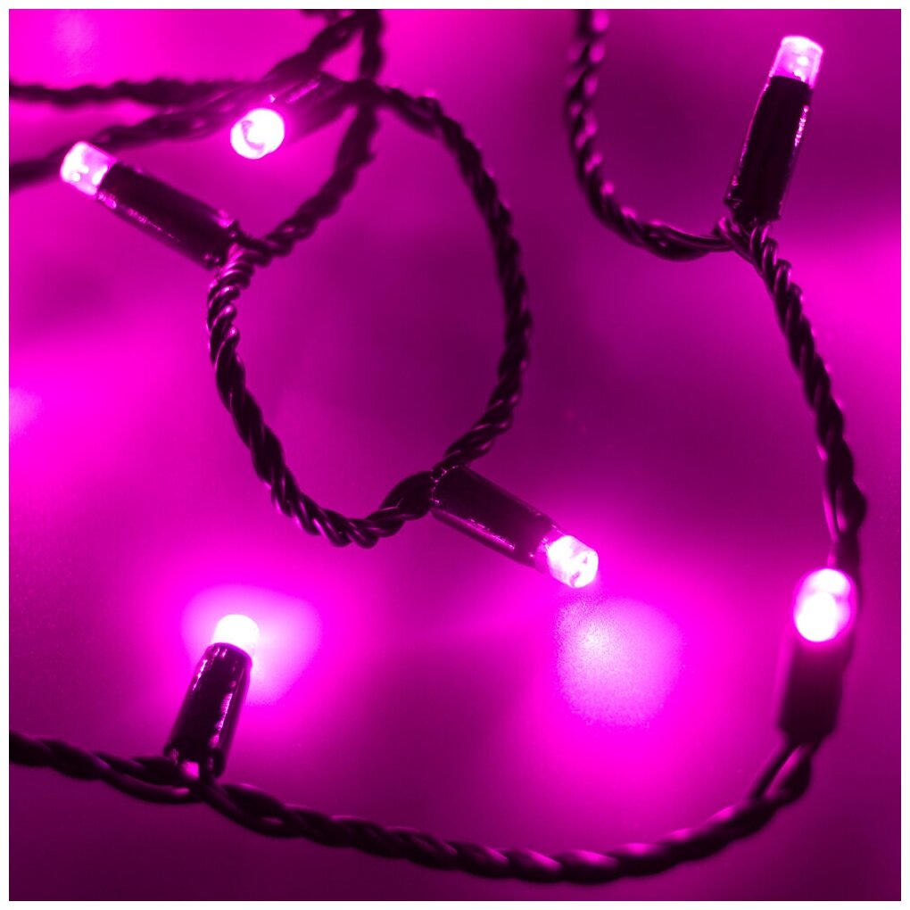 Светодиодная Гирлянда Arlight Ard-string-classic-10000-black-100led-flash Pink (230v, 7w) 025807 - фото №1