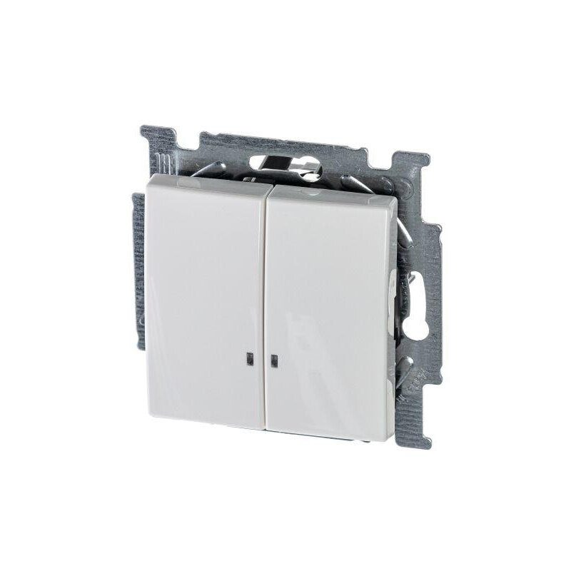 Basic55 2CKA001012A2154 Выключатель двухклавишный (10 А, подсветка, под рамку, скрытая установка, альпийский белый) ABB - фото №10
