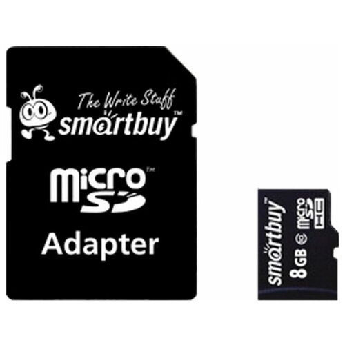 карта памяти smartbuy sb8gbsdcl10 01 Карта памяти SmartBuy microSDHC 8 ГБ Class 10, V10, A1, R/W 23/17 МБ/с, адаптер на SD, 1 шт.