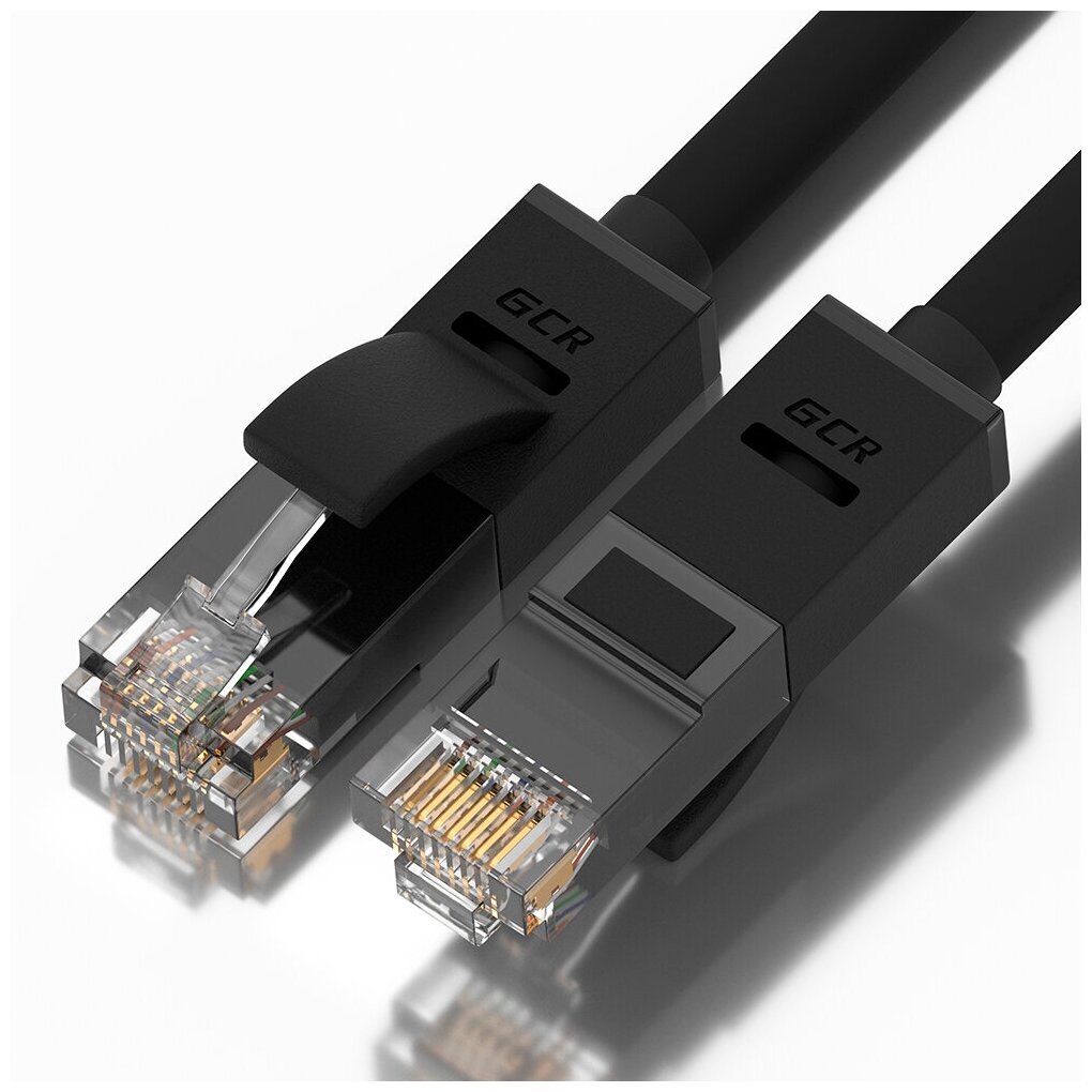 GCR Патч-корд прямой 1.0m UTP кат.5e, черный, 24 AWG, литой, ethernet high speed 1 Гбит/с, RJ45, T568B