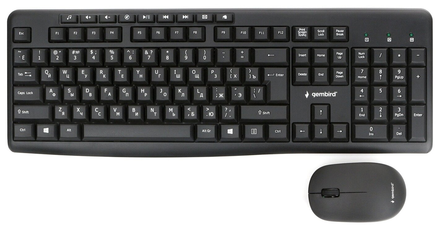 Беспроводная клавиатура и мышь Gembird KBS-9400, 2.4ГГц, 1000 DPI
