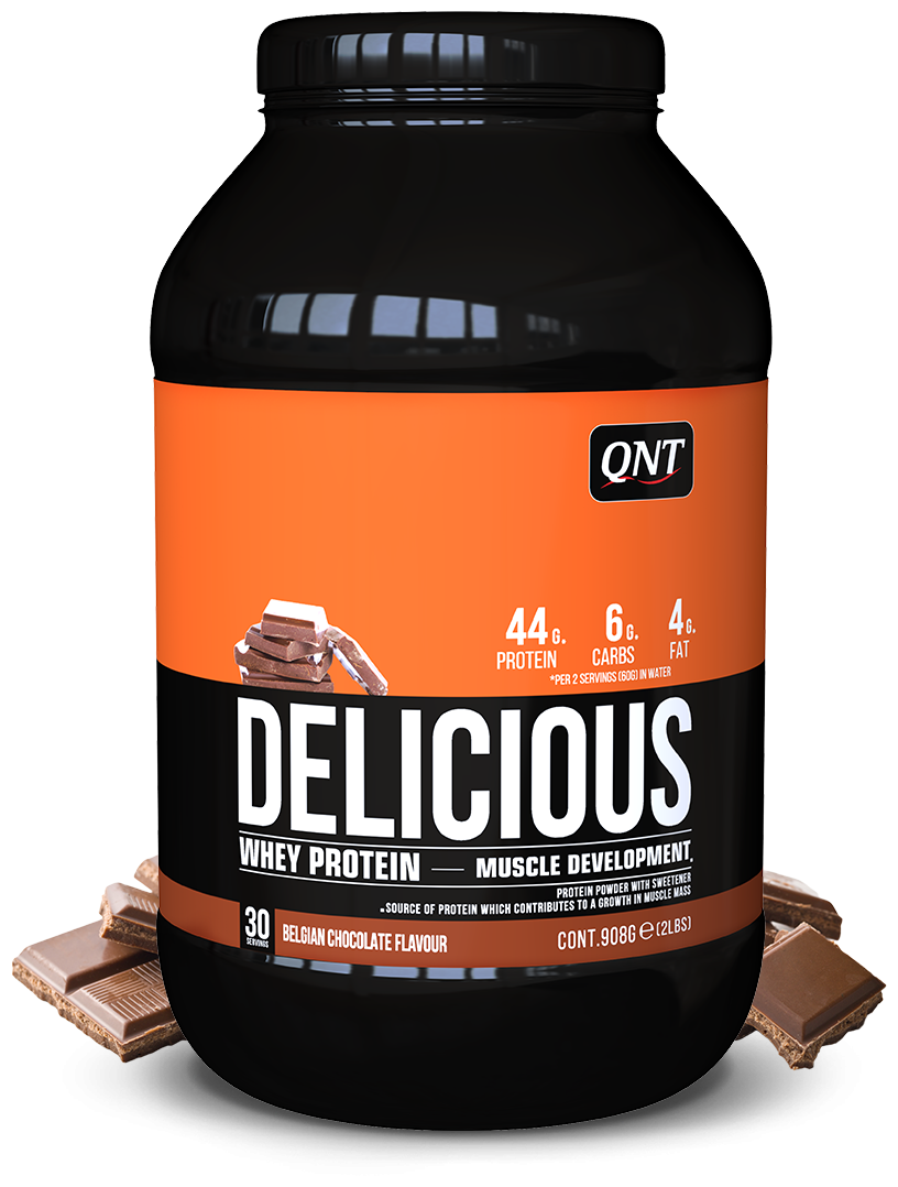 QNT Delicious Whey Protein Powder 908g Belgian Chocolate/ "Делишес Вей Протеин" 908гр Бельгийский шоколад