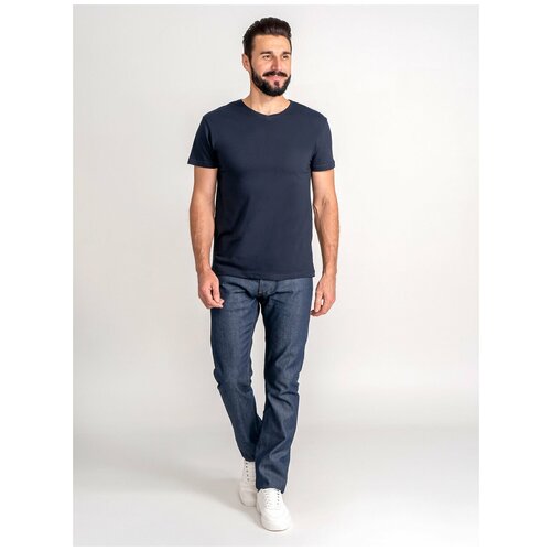 фото Футболка мужская короткий рукав greg g146-rd-3023 (чёрно-синий), прямой силуэт / сlassic fit, цвет синий, размер 52