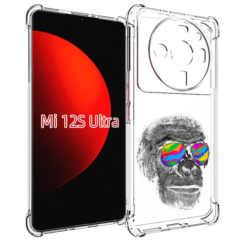 Чехол MyPads крутая обезьяна в очках для Xiaomi 12S Ultra задняя-панель-накладка-бампер
