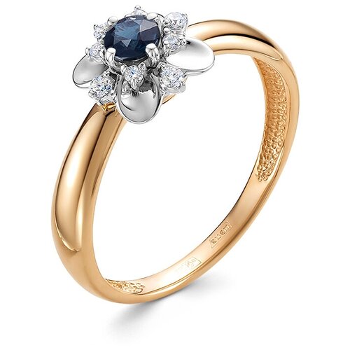 Кольцо Vesna jewelry, красное золото, 585 проба, родирование, сапфир, размер 17, синий