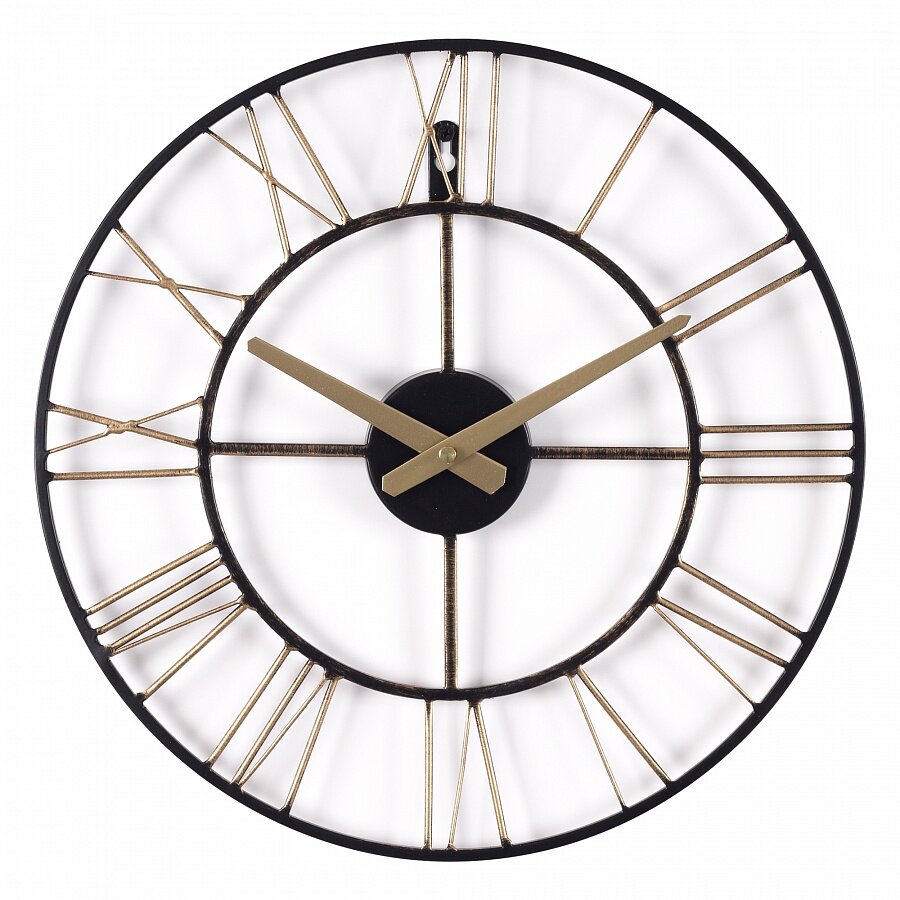Часы настенные Рубин "Лофт 2", из металла черный с бронзой, d-40см (4022-002)