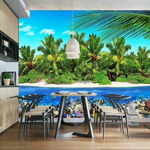 Фотообои на стену 3D Тропический остров  флизелиновые 300х260 см.