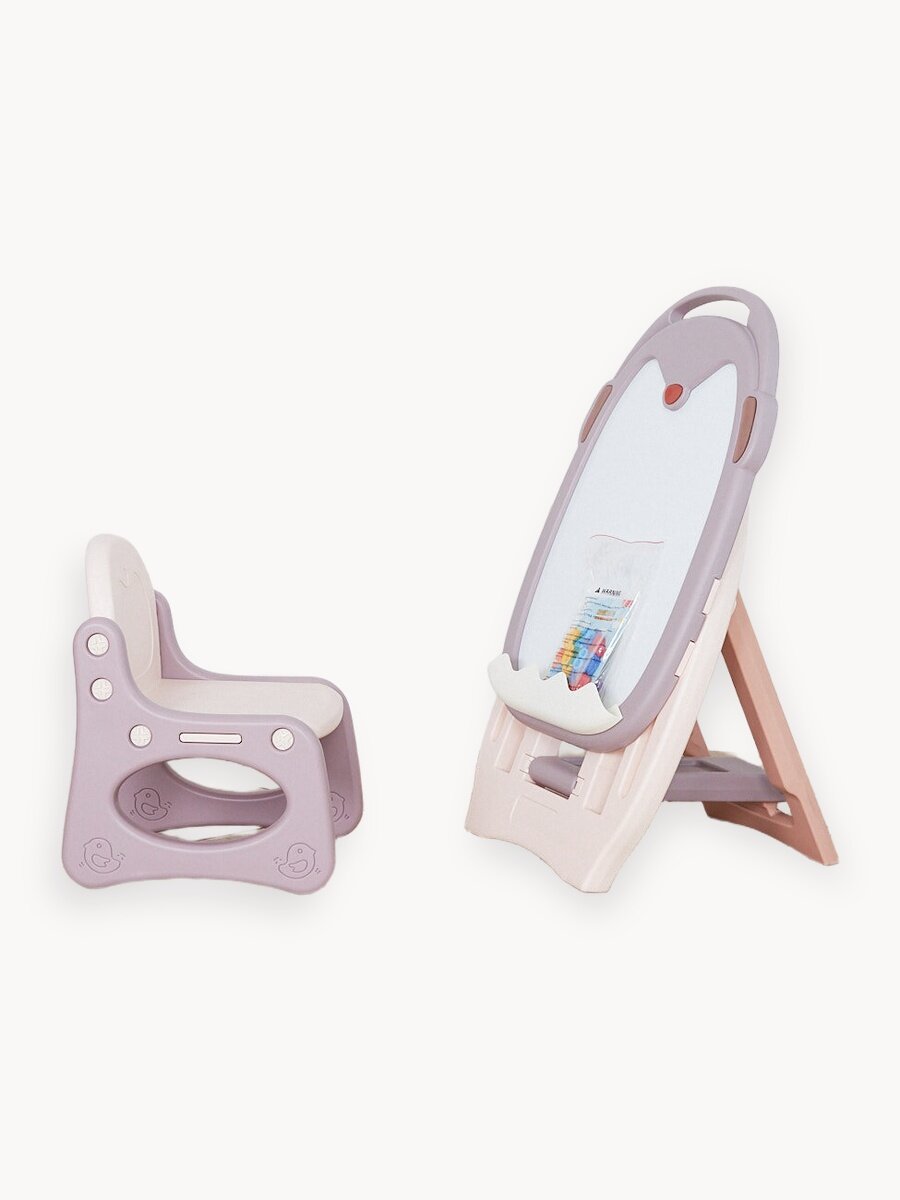 Мольберт развивающий детский UNIX Kids напольный магнитно - маркерный со стульчиком, цифрами, растущий, для детей