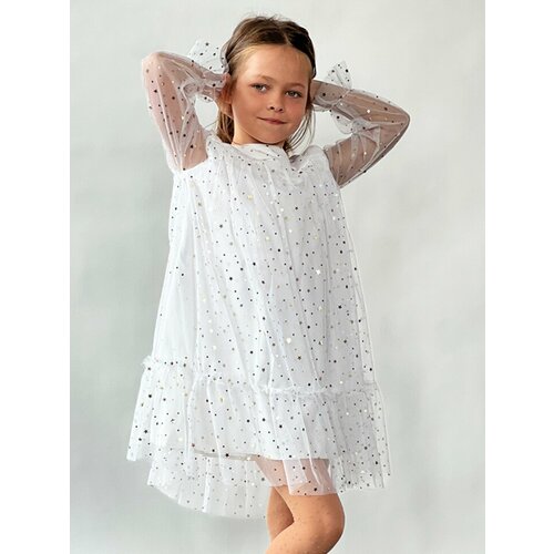 Платье Бушон, размер 110-116, белый платье бушон размер 110 116 белый голубой