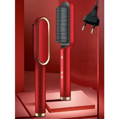Выпрямитель для волосРасческа для укладкиУтюжок для волосПлойкаРасческа для выпрямления волосВыпрямитель для бороды красная 49900₽