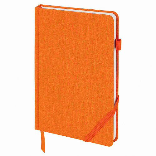 Ежедневник недатированный А5 (138x213 мм) Brauberg Finest, 136 л, кожзам, резинка, оранжевый, 111873